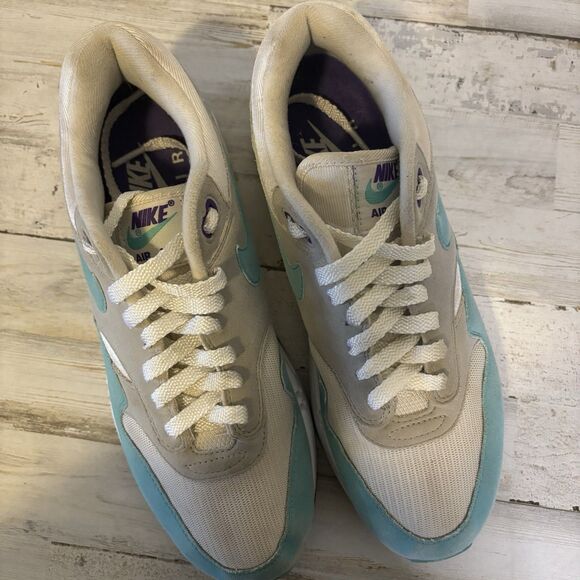 Nike Men’s 8 Air Max 1 OG Anniversary Aqua Sneakers Blue/Purple Sneaker LTD - Picture 6 of 14
